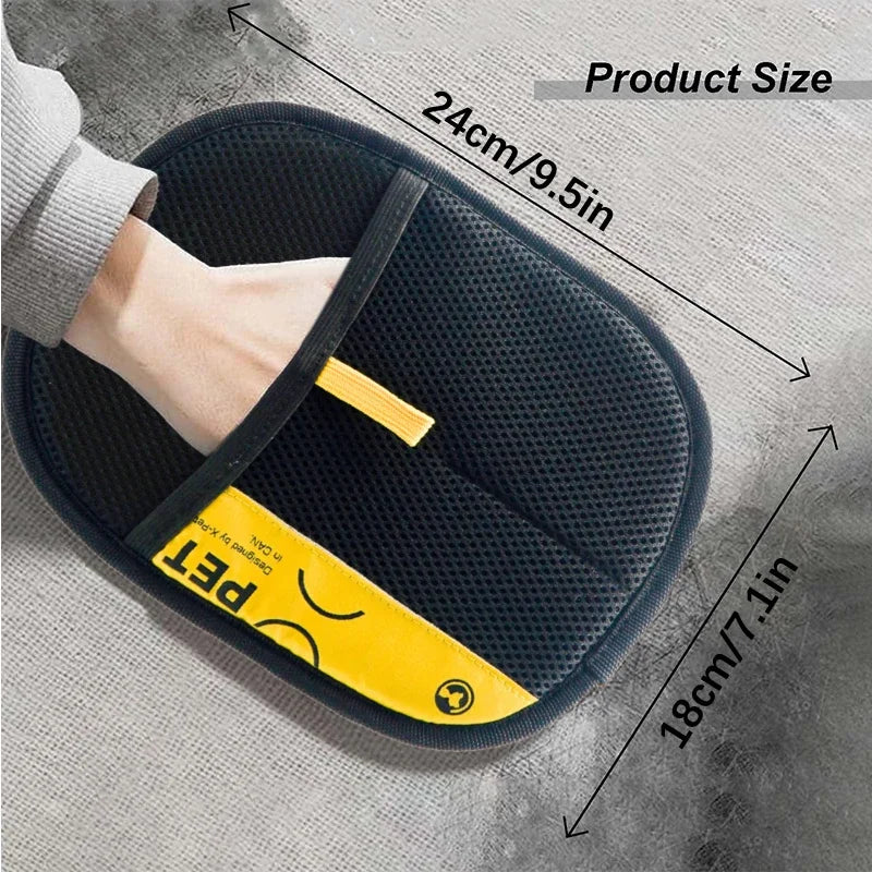A minha loja pet hair remover gloves with textured surface for grooming and removing pet hair from fur.
