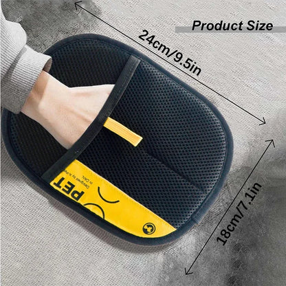 A minha loja pet hair remover gloves with textured surface for grooming and removing pet hair from fur.