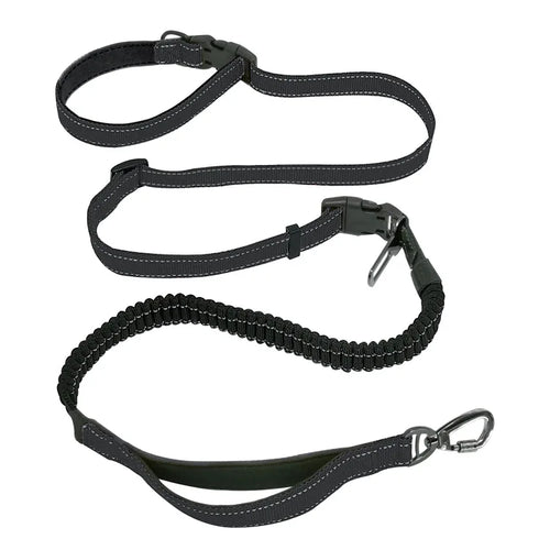 Hands-free bungee leash by A minha loja with adjustable strap and shock-absorbing cord for secure pet walks.