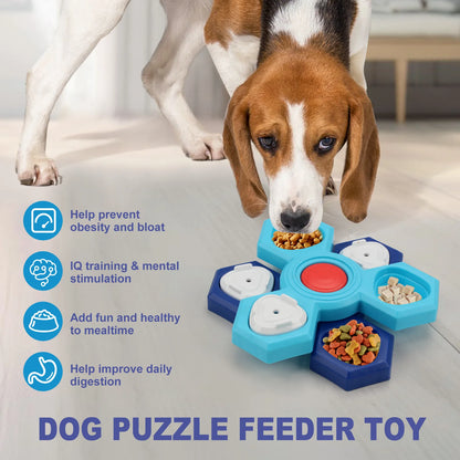 Rotating dog puzzle toy by A minha loja featuring interactive compartments to challenge and entertain dogs.