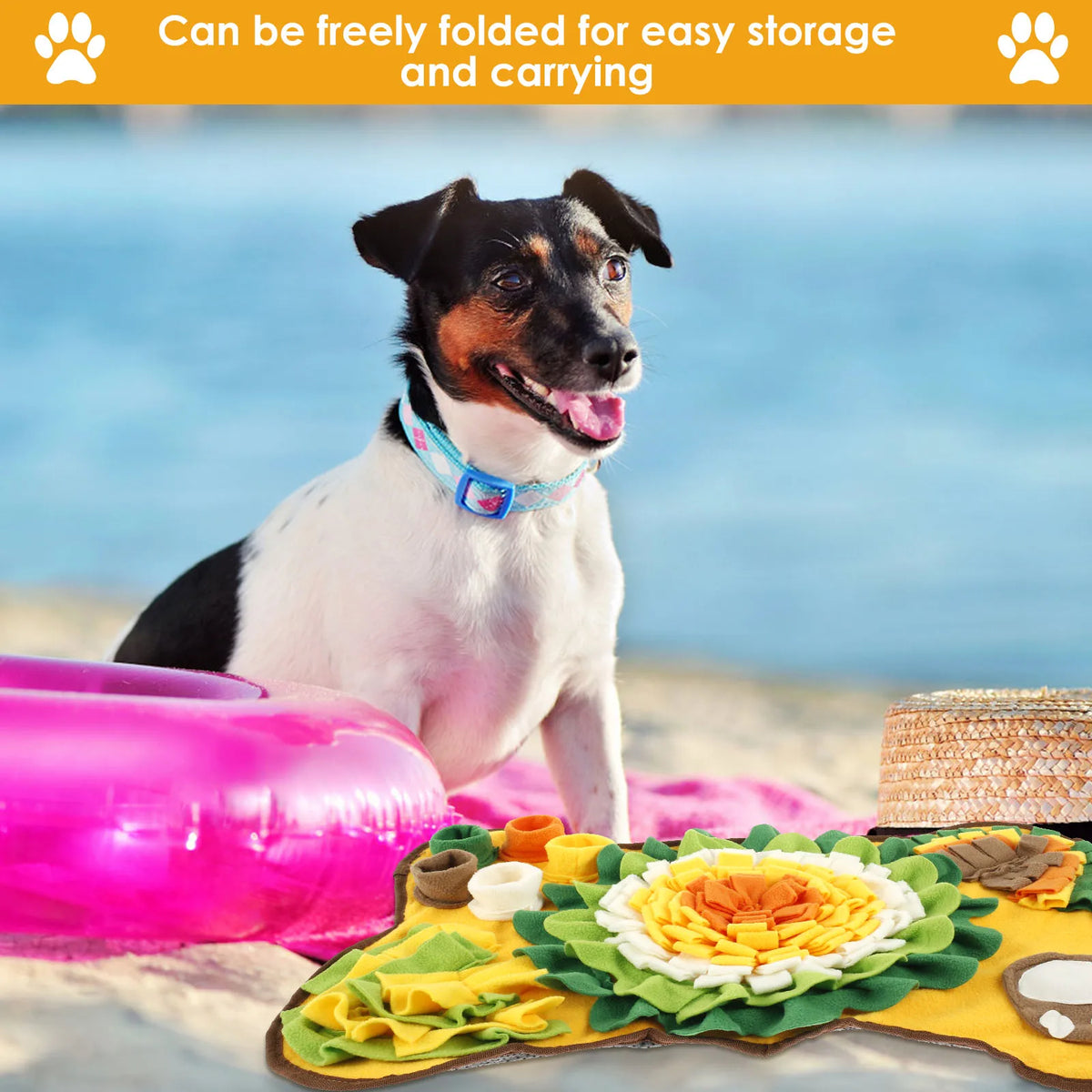 Colorful snuffle mat for pets from A minha loja, featuring textured fabric strips designed to engage and entertain dogs or cats.