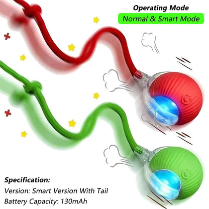 A minha loja iLMH 1/2 pcs cat interactive ball toy with automatic rolling, rechargeable smart pet toy resembling a mouse with faux tail.