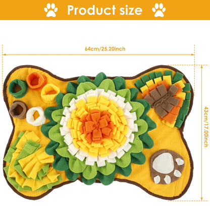 Colorful A minha loja snuffle mat designed for dogs, featuring multiple fabric strips for interactive feeding and mental stimulation.