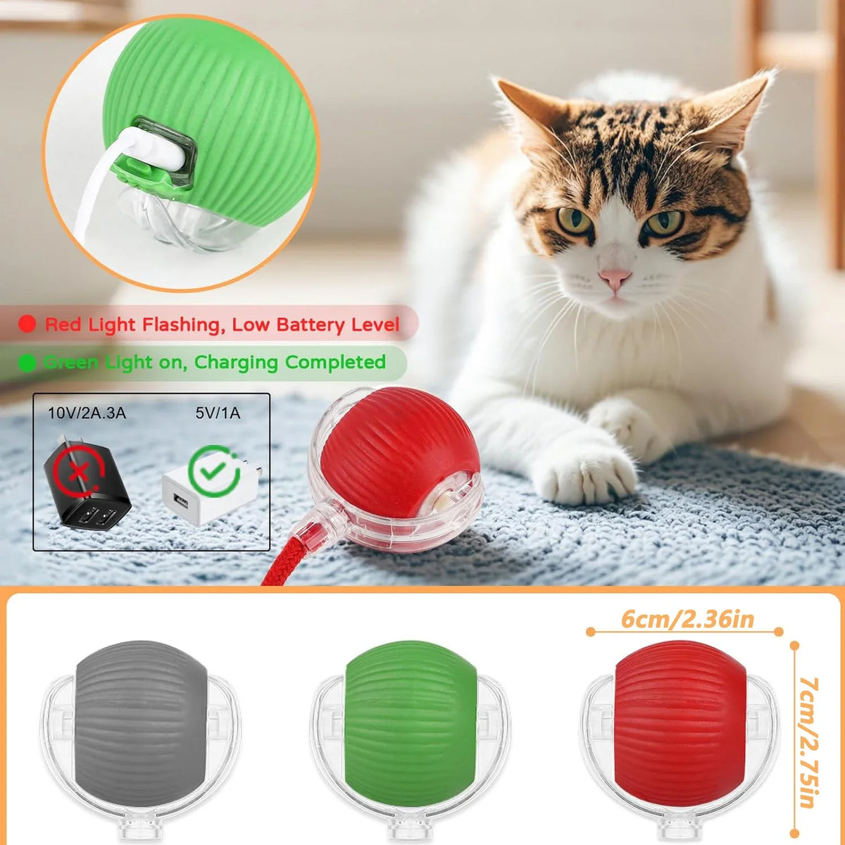 A minha loja iLMH cat toy with a rolling ball and faux tail, rechargeable electric pet toy that mimics a mouse for interactive play