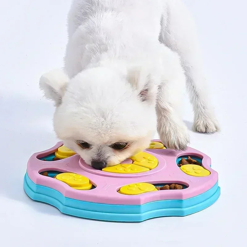 Interactive dog puzzle toy and slow feeder food dispenser from A minha loja with non-slip bowl for puppy IQ and training.