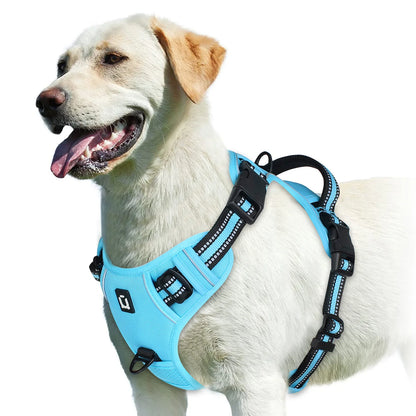 A Minha Loja no-pull dog harness with adjustable straps and breathable material, designed for comfortable, secure pet walking.