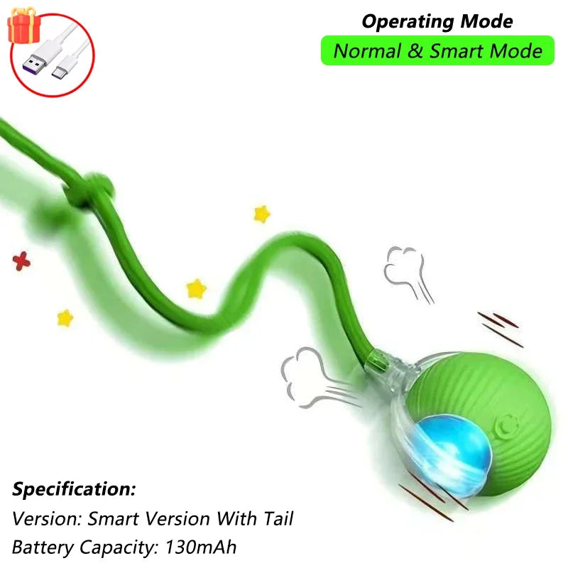 A minha loja iLMH 1/2 PCS cat interactive ball toy with automatic rolling, rechargeable smart pet toy resembling a mouse with faux tail.
