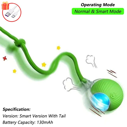A minha loja iLMH 1/2 PCS cat interactive ball toy with automatic rolling, rechargeable smart pet toy resembling a mouse with faux tail.