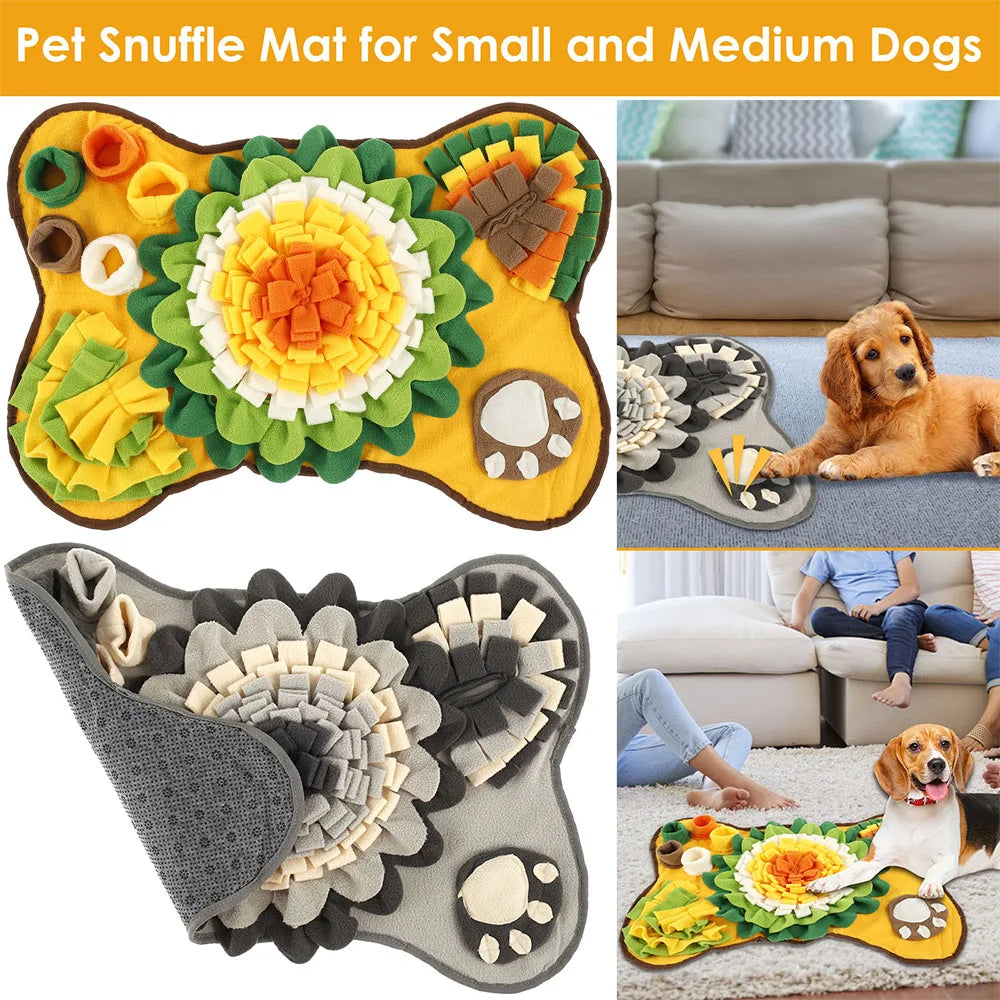 Colorful A minha loja Snuffle Mat with fabric strips and hidden treats, designed for stimulating and engaging pets.
