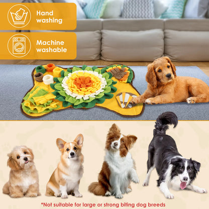 Colorful snuffle mat by A minha loja with various fabric strips for interactive pet enrichment and mental stimulation.