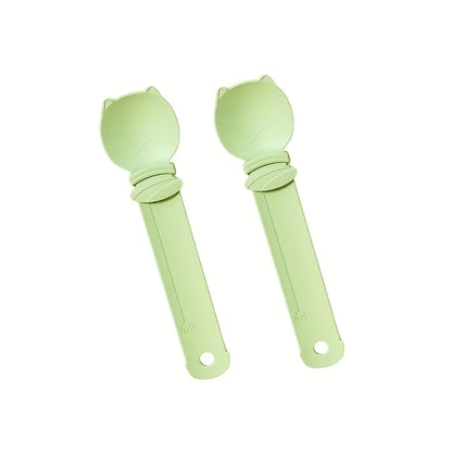 A minha loja 2-piece cat strip squeeze spoon with flexible feeder for lickable wet cat treats and liquid snacks.