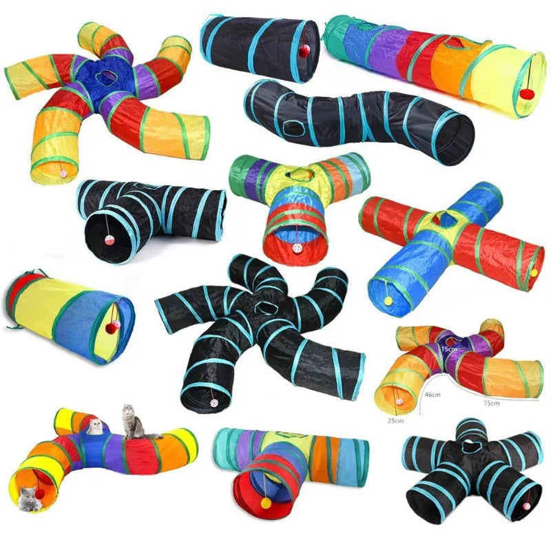 Foldable cat tunnel tube by A minha loja, interactive pet toy for kittens and cats, perfect for fun and boredom relief.