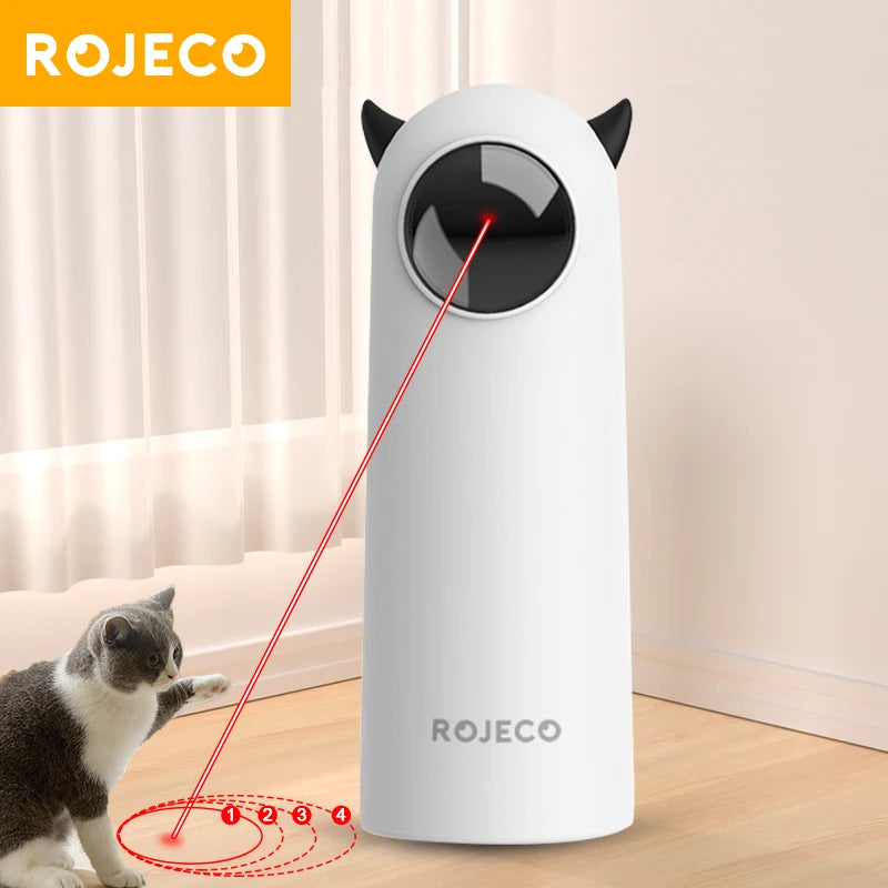 Interactive ROJECO cat toy with LED laser, handheld electronic teasing device for indoor cats and dogs from A minha loja.