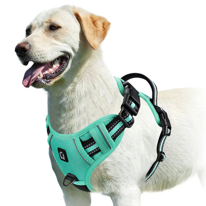A minha loja no-pull dog harness with adjustable straps, made of durable material, designed for comfortable and secure pet walks.